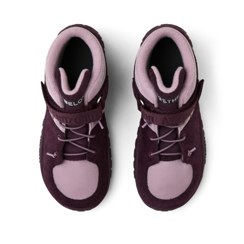 Affenzahn Winter Sneaker Leather Dreamer barfods vinter high sneakers til børn i farven grape, top