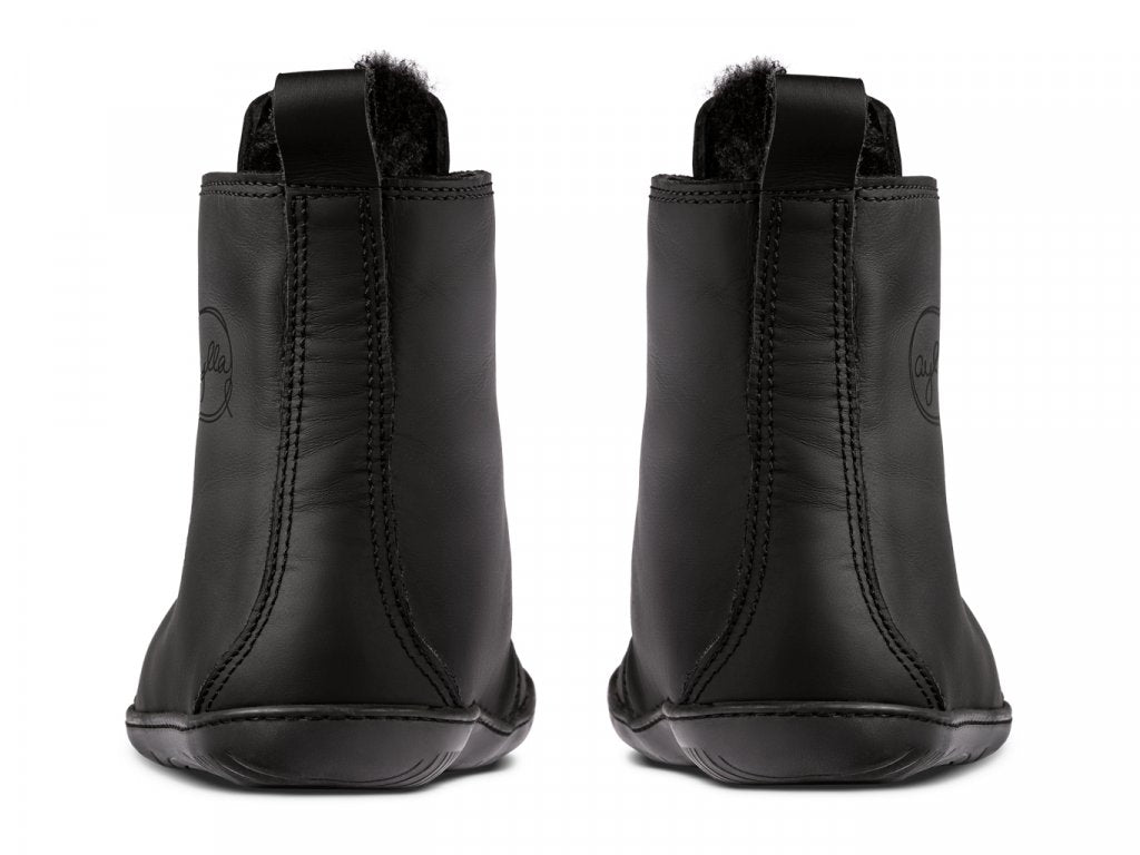 Aylla Tiksi Winter High Womens barfods vinterstøvler til kvinder i farven black, bagfra