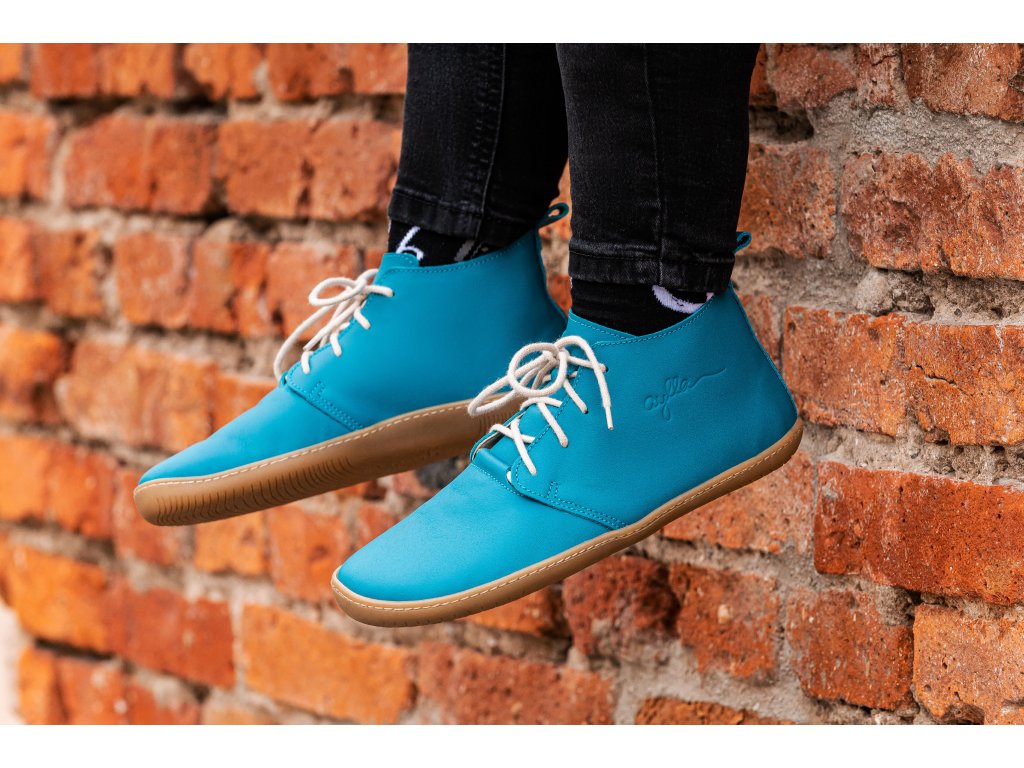 Aylla Tiksi Womens barfods snørestøvletter til kvinder i farven turquoise, lifestyle