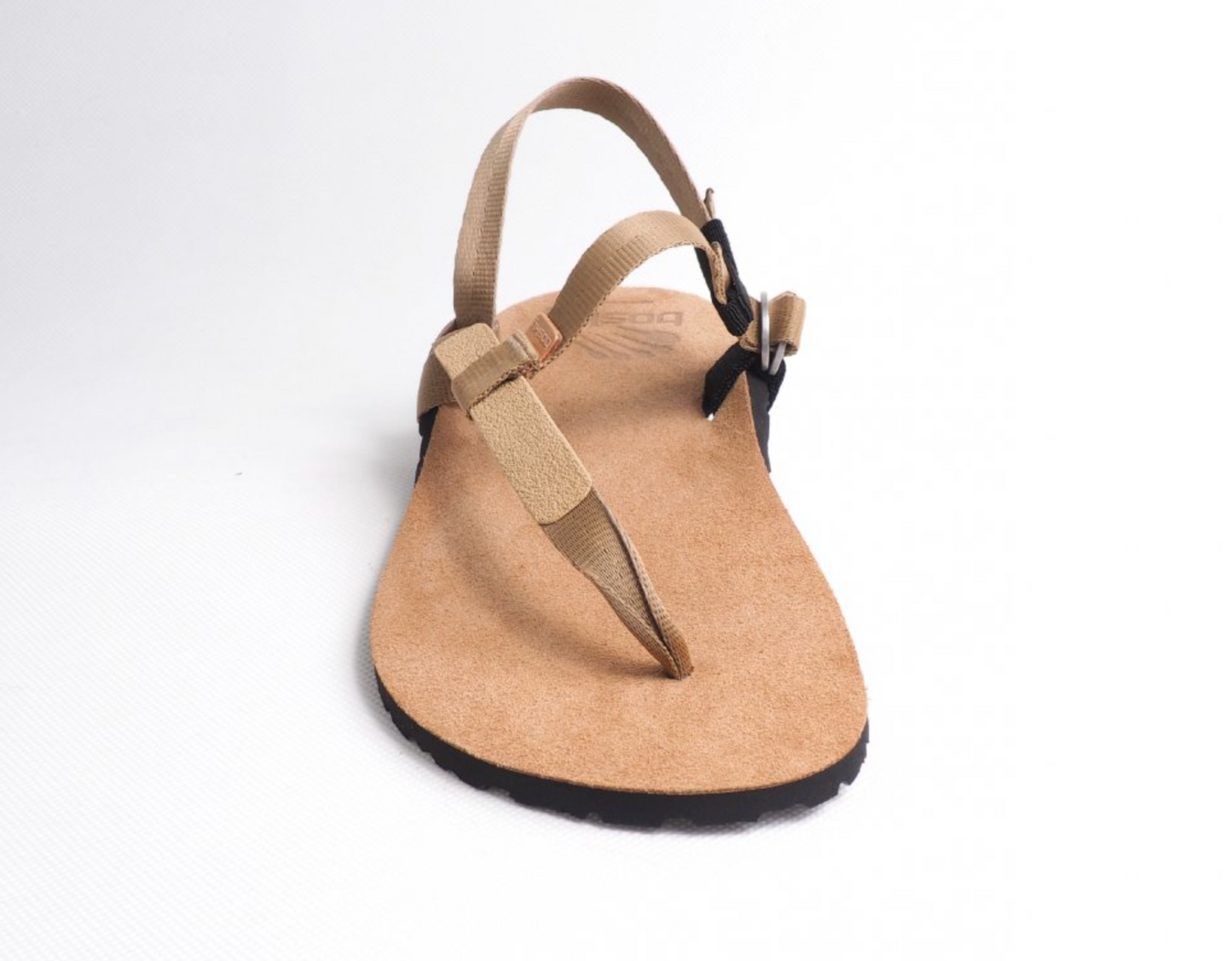 Bosky Light Leather barfods sandaler til kvinder og mænd i farven light brown (light strap), forfra