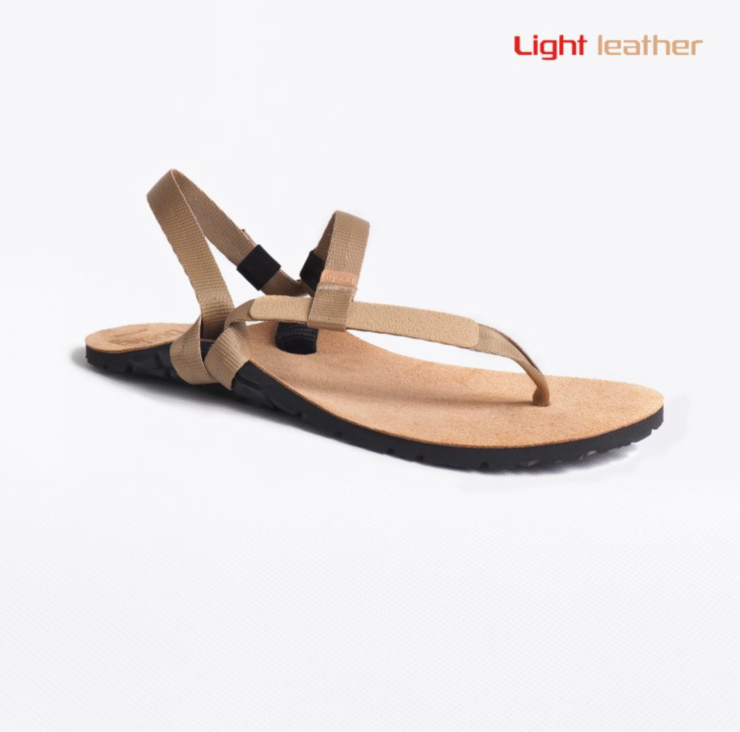 Bosky Light Leather barfods sandaler til kvinder og mænd i farven light brown (light strap), yderside