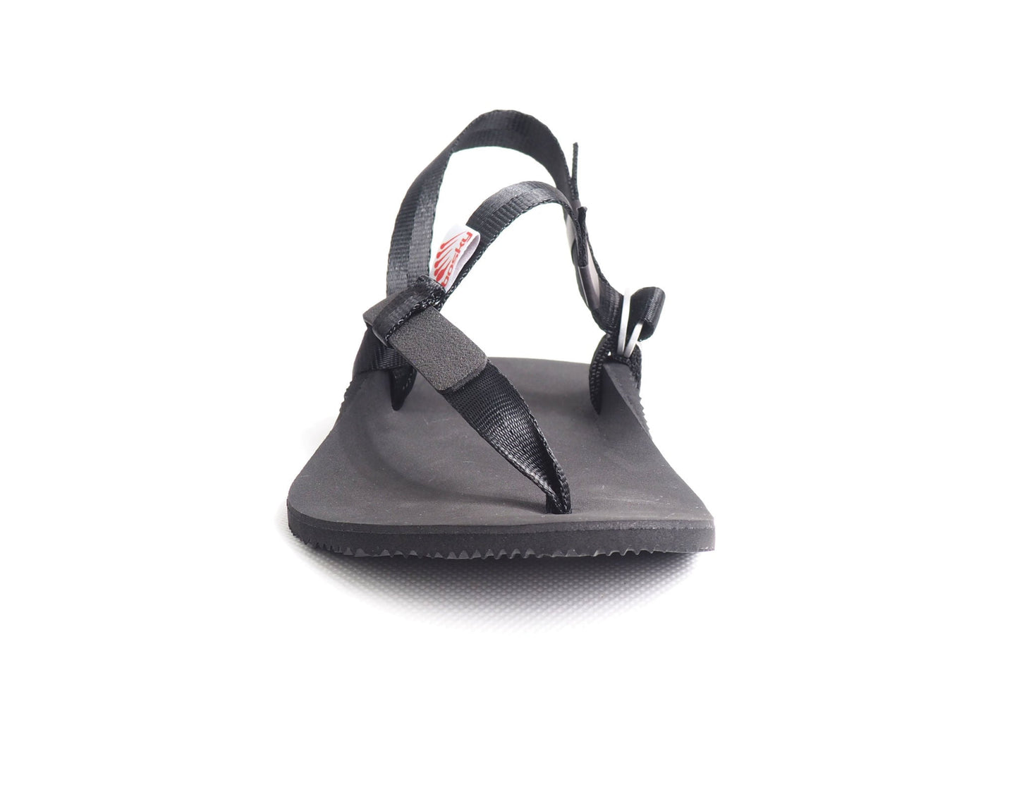 Bosky Superlight barfods sandaler til kvinder og mænd i farven black, forfra