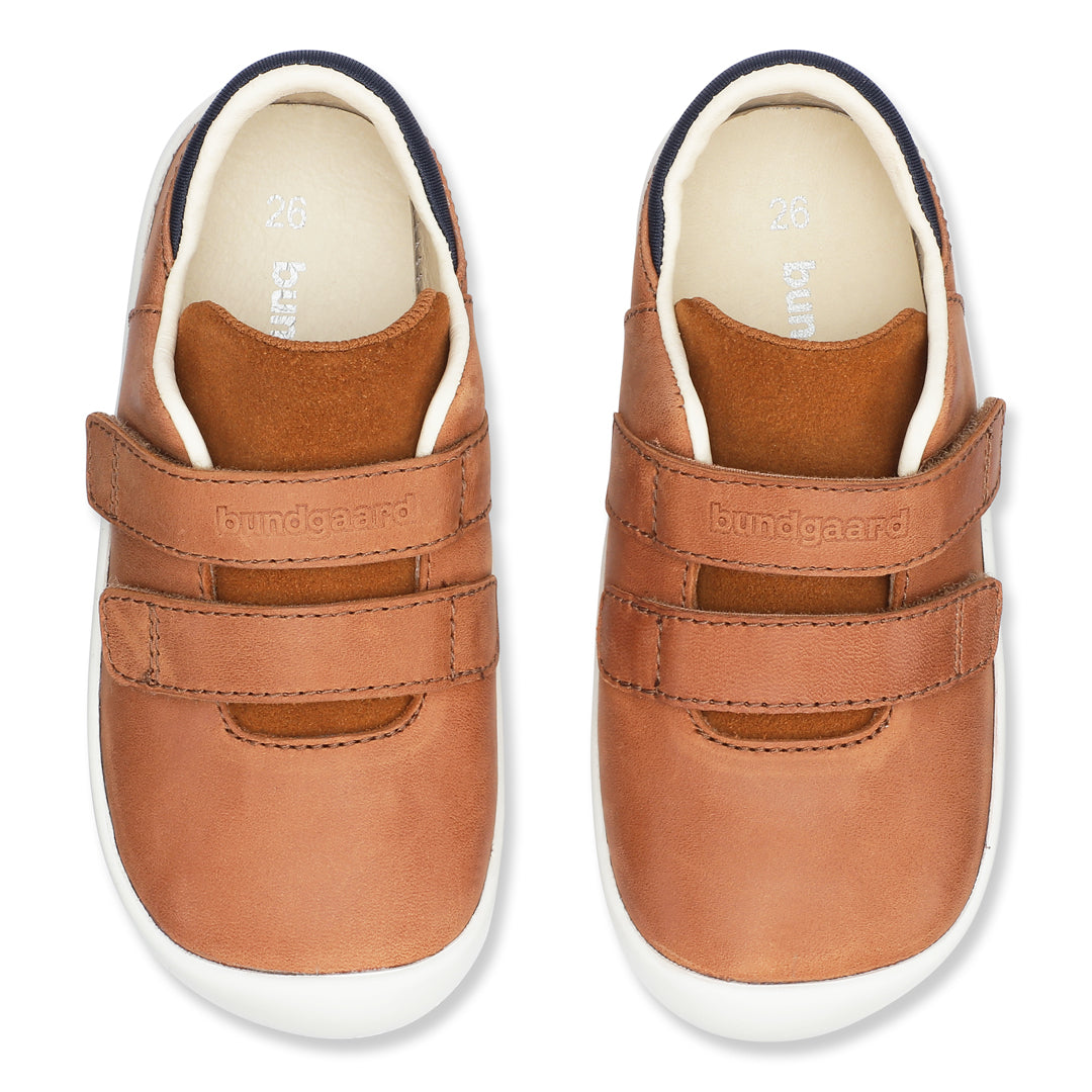 Bundgaard Benjamin Strap barfods velcro sneakers til børn i farven brun, top