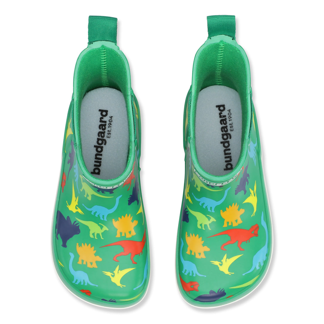 Bundgaard Charly Low barfods korte gummistøvler til børn i farven dino, top
