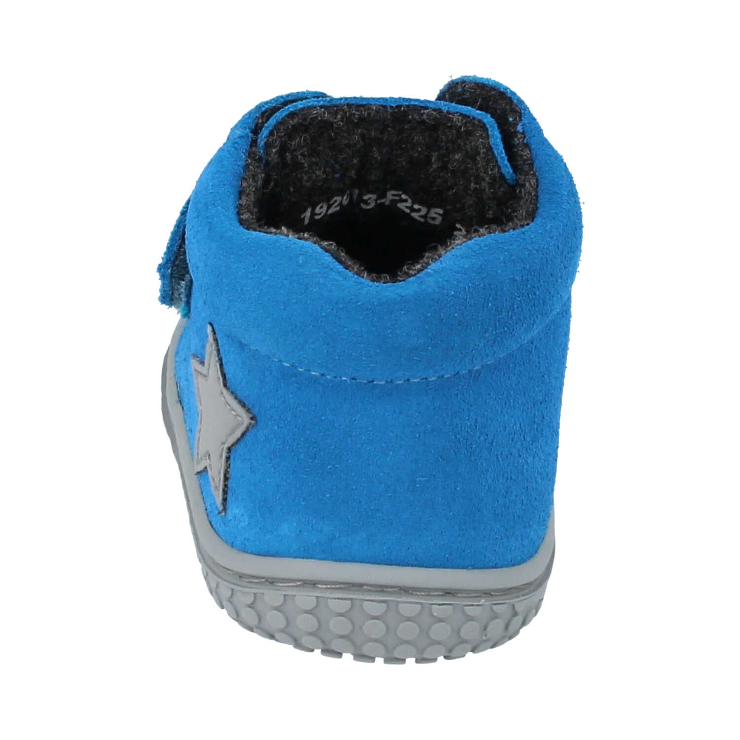 Filii Chameleon "Medium" barfods støvle til børn i farven electric blue fleece, bagfra