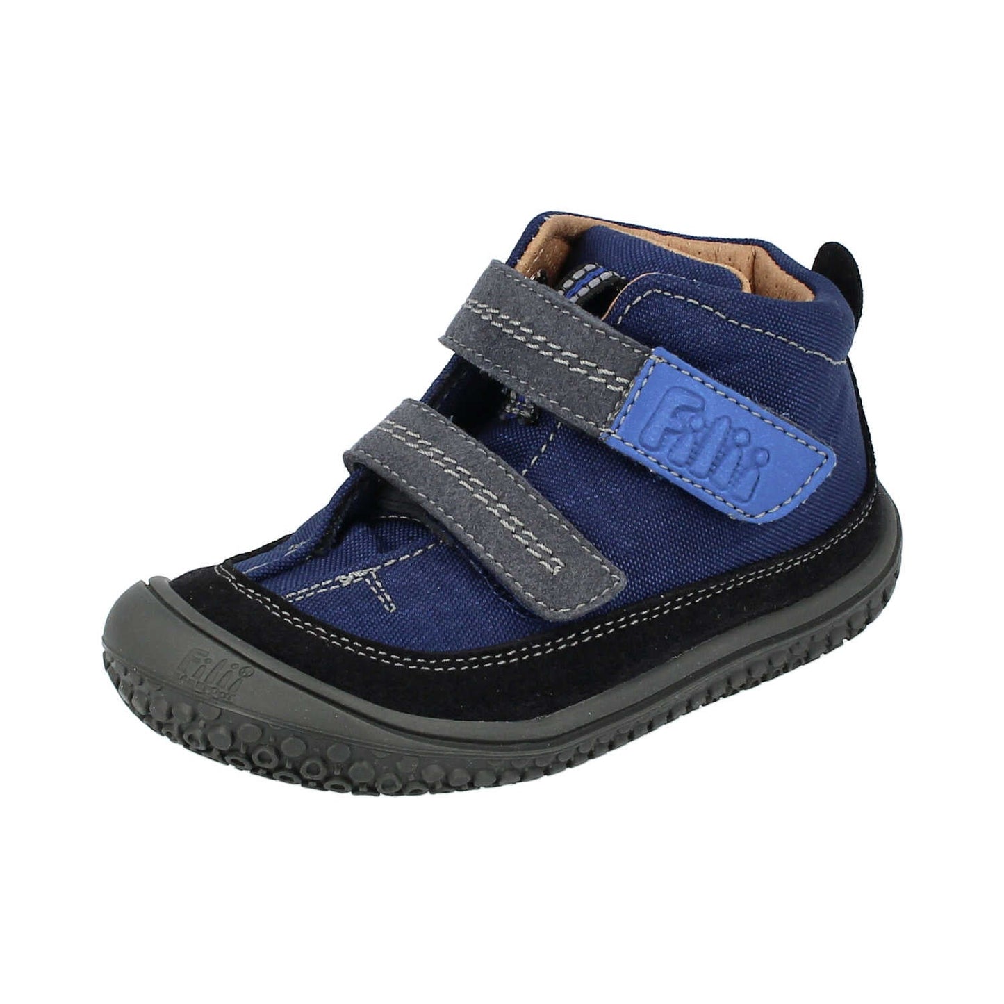 Filii Viper Velcro "Medium" barfods high sneakers til børn i farven ocean, vinklet