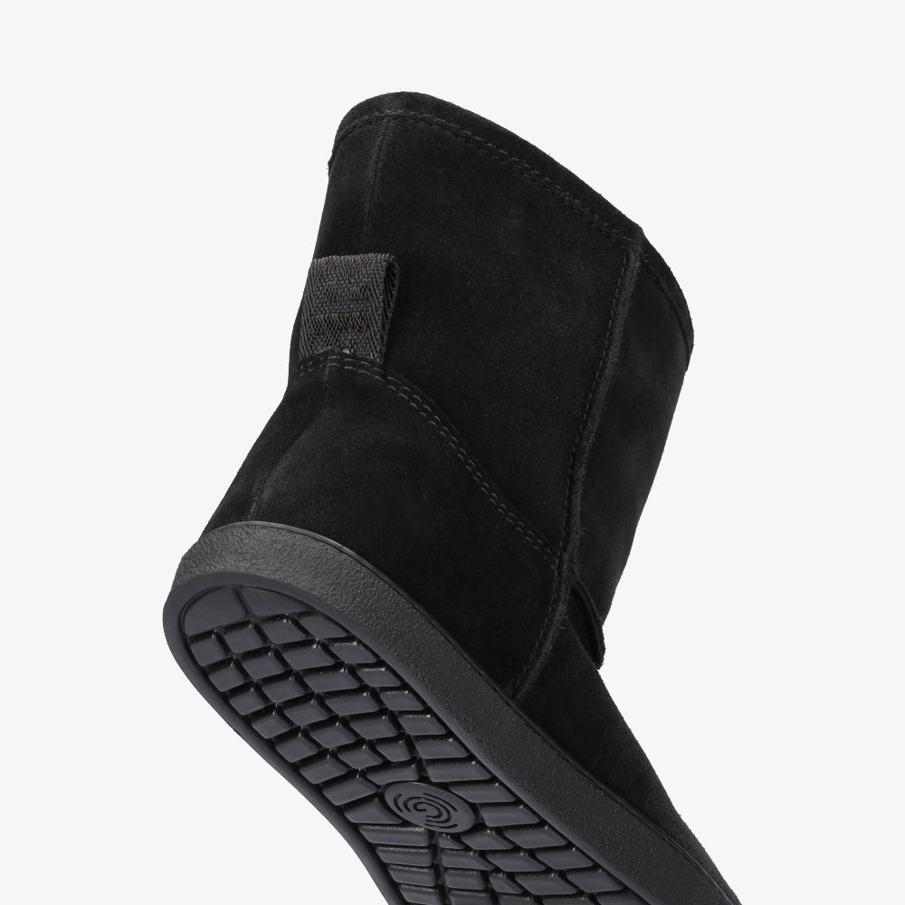 Groundies Cozy Boot Women barfods vinterstøvler til kvinder i farven black, bagfra