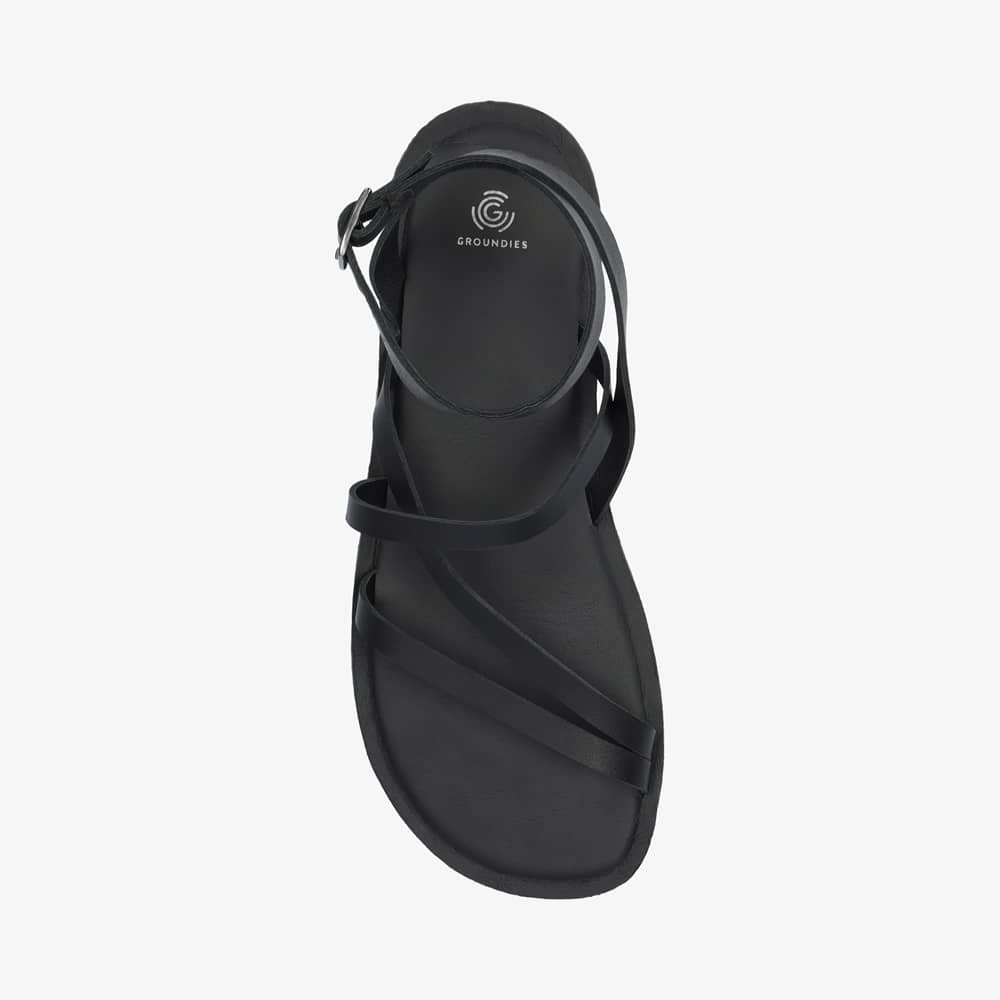 Groundies Florence Women barfods sandaler til kvinder i farven leather black, top