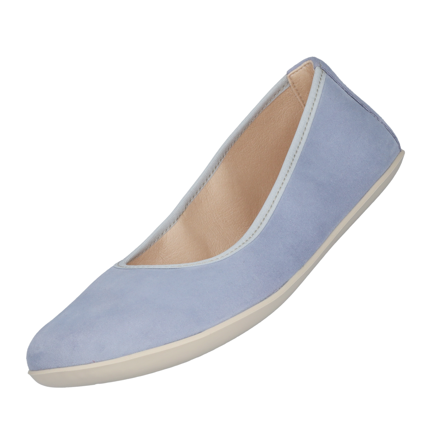Groundies Lily Soft barfods ballerinaer til kvinder i farven light blue, vinklet