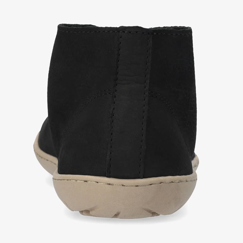 Groundies Milano Soft Women barfods anklehøj snøresko til kvinder i farven black, bagfra
