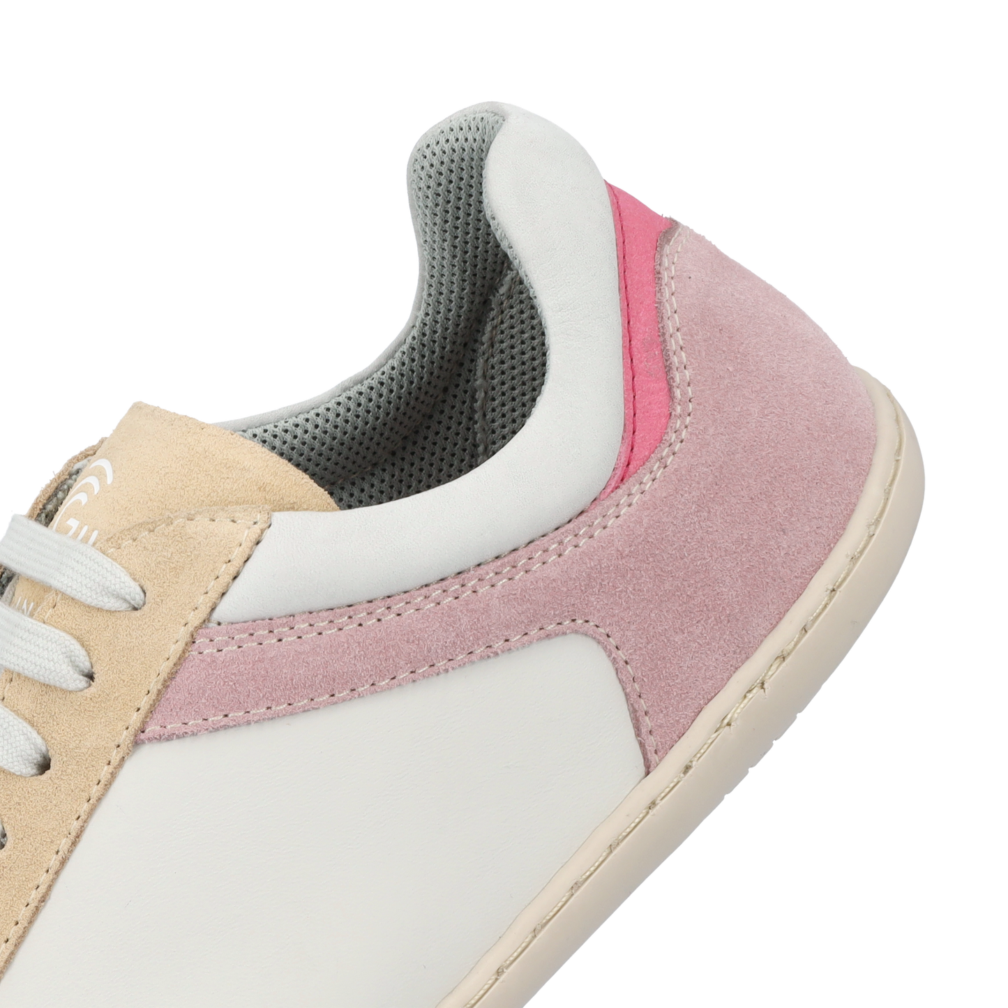 Groundies Orlando Women barfods sneakers til kvinder i farven off-white / beige / pink, detalje