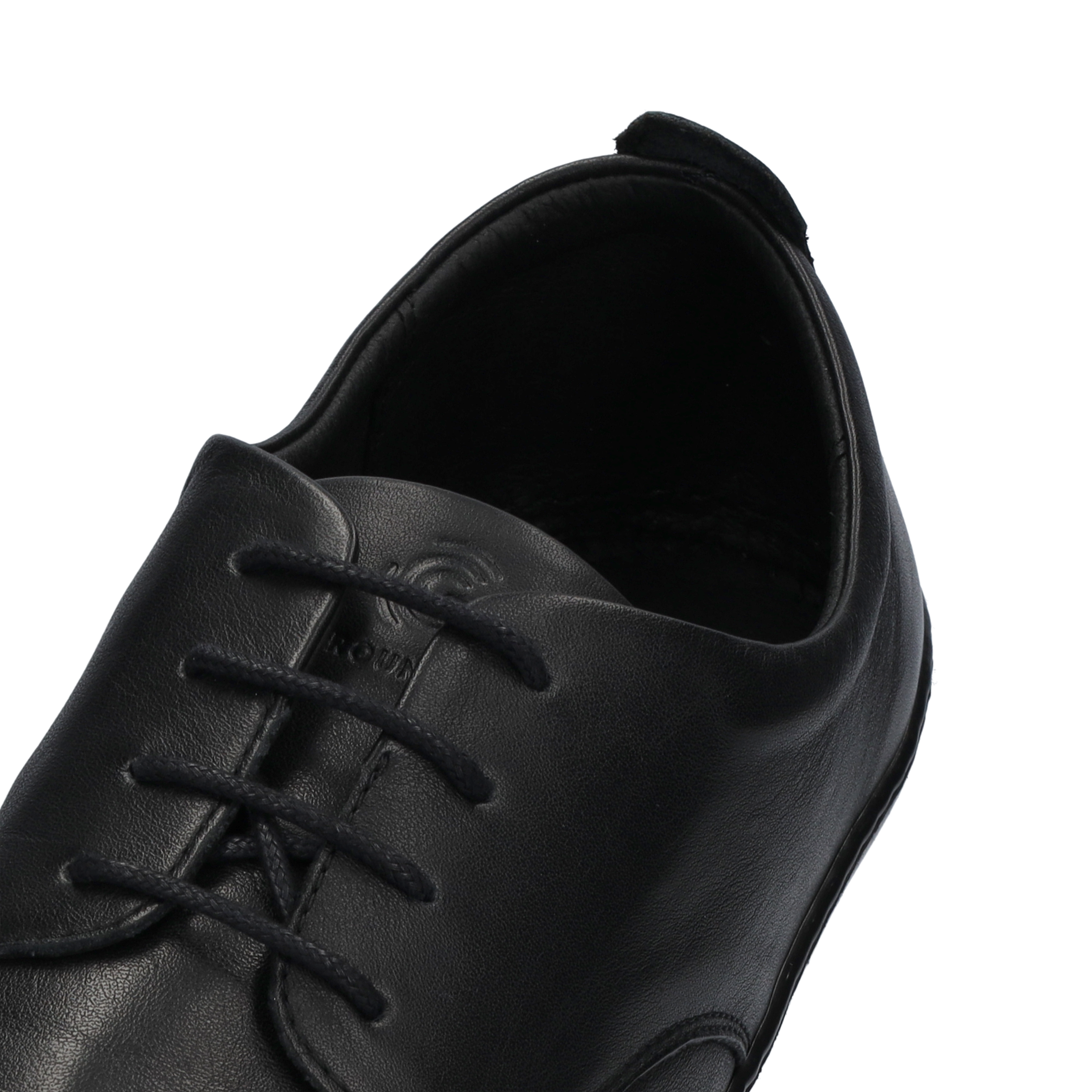 Groundies Palermo Men barfods klassisk oxford sko til mænd i farven black, detalje