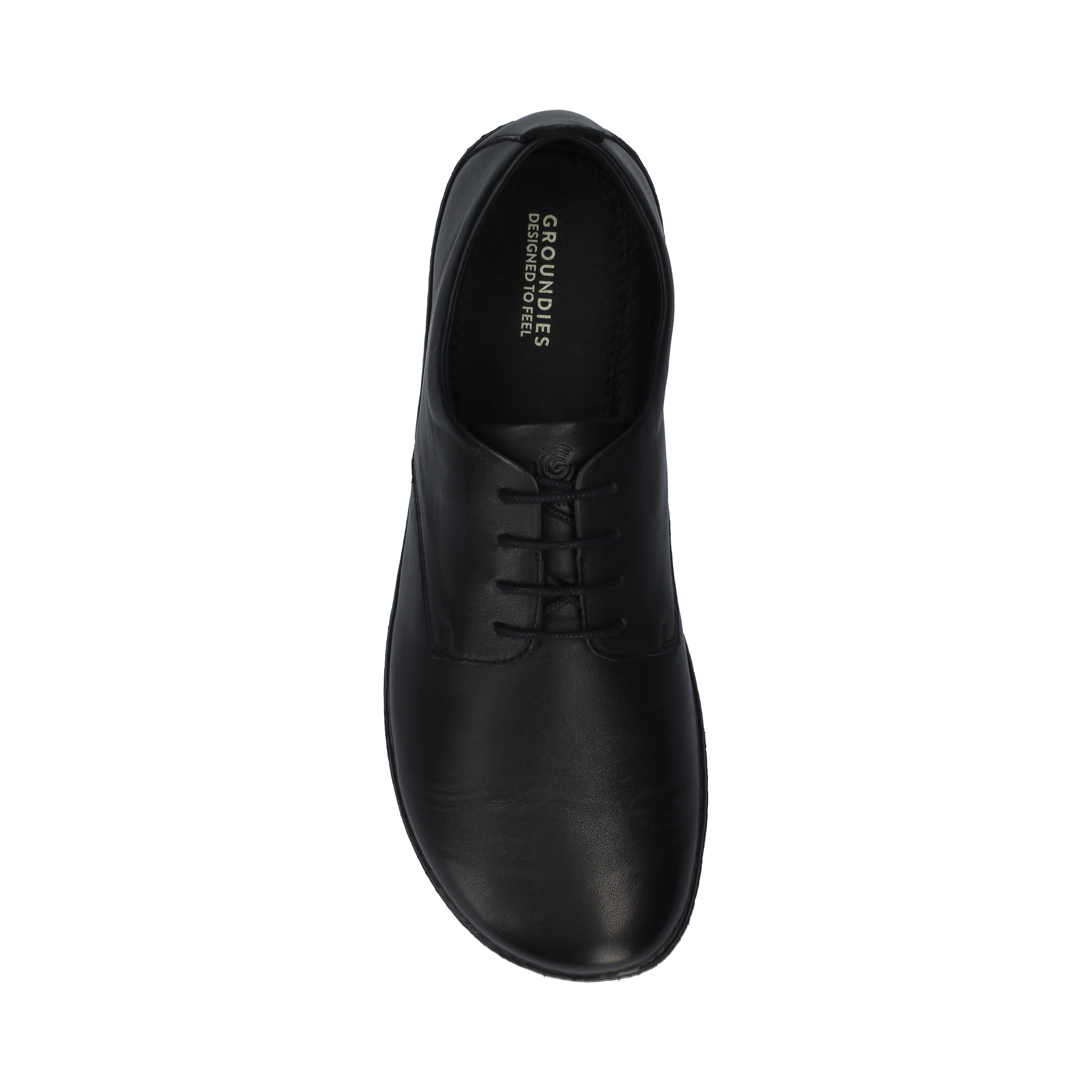 Groundies Palermo Men barfods klassisk oxford sko til mænd i farven black, top