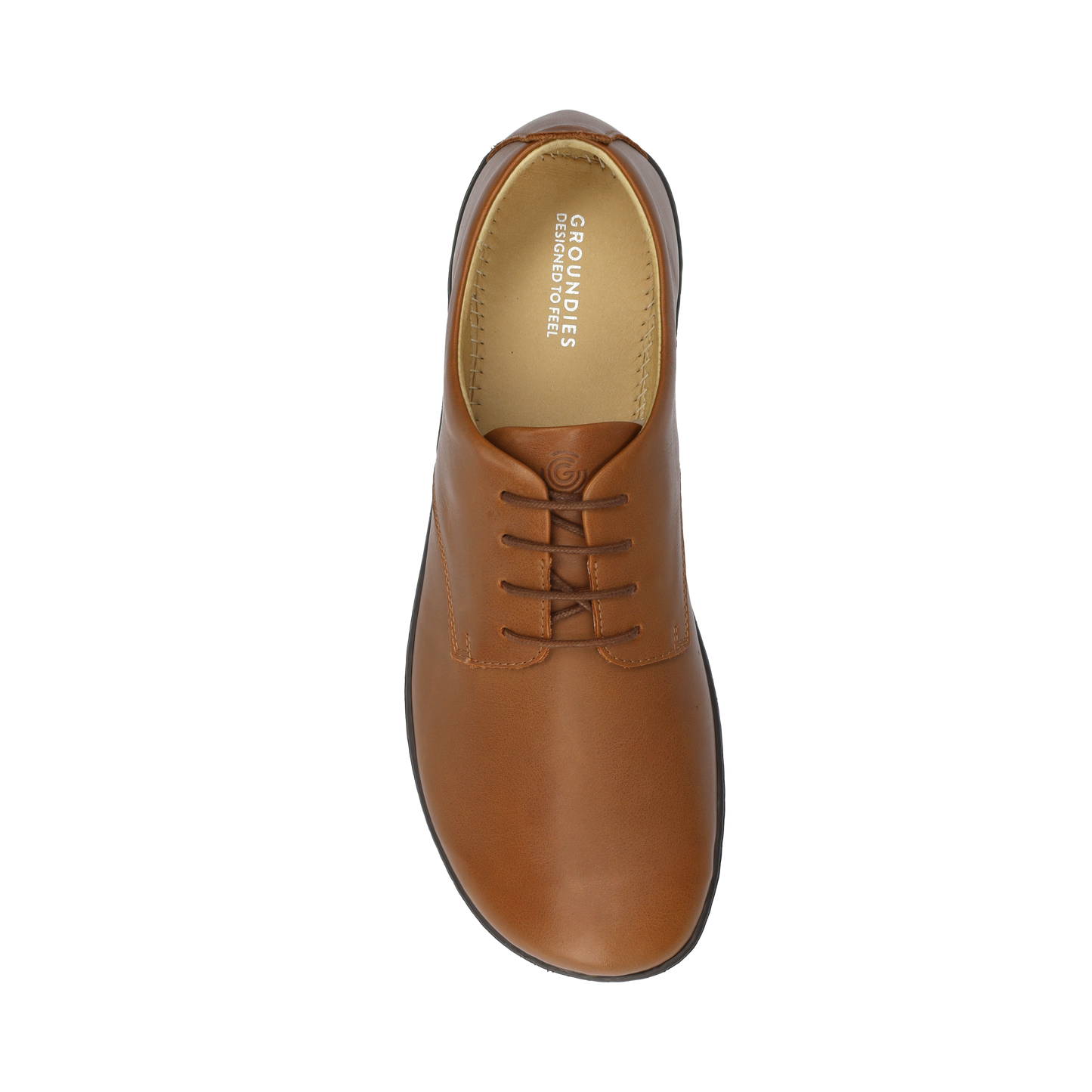 Groundies Palermo Men barfods klassisk oxford sko til mænd i farven brown, top