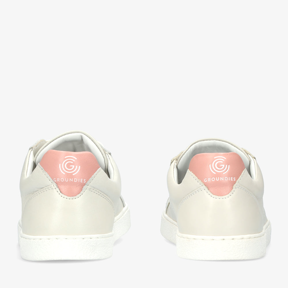 Groundies Universe Women barfods sneakers til kvinder i farven off-white/pink, bagfra