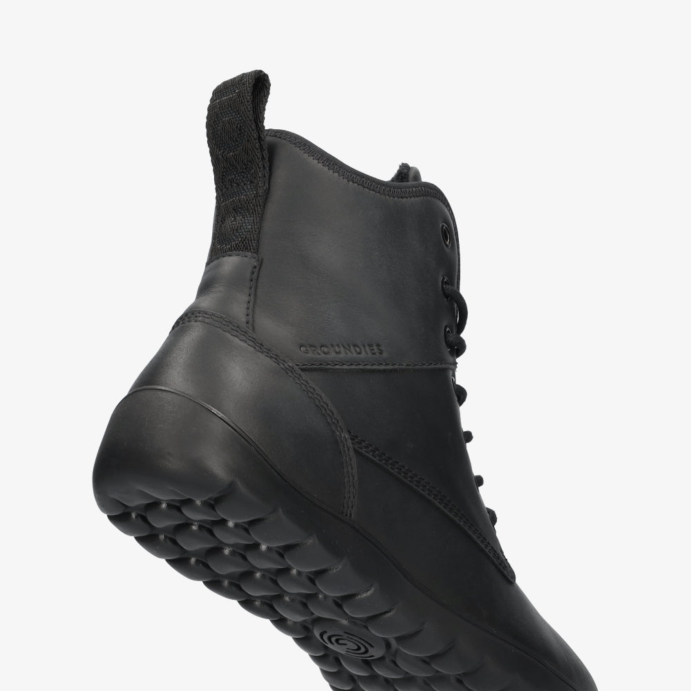 Groundies Williamsburg barfods vinterstøvler til mænd i farven black, detalje