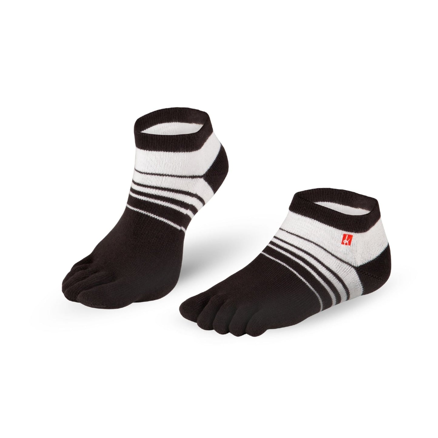 Knitido Track & Trail Spins barfods ankle tåsokker til kvinder og mænd i farven black/white, par