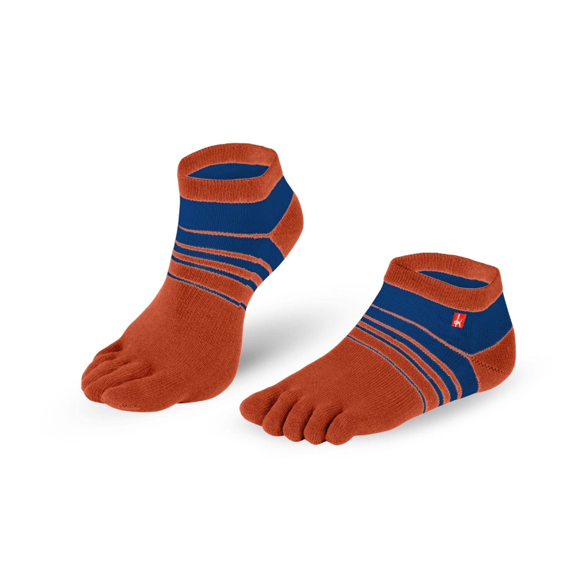Knitido Track & Trail Spins barfods ankle tåsokker til kvinder og mænd i farven orange/blue, par