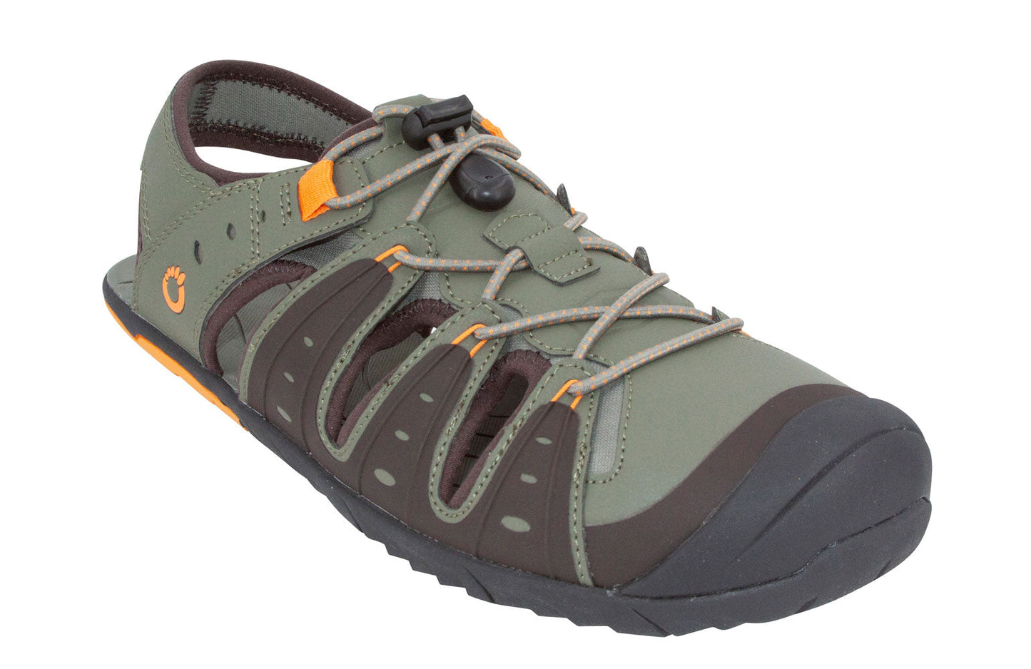 Mærkbare Colorado Mens barfods sandaler til mænd i farven olive, vinklet