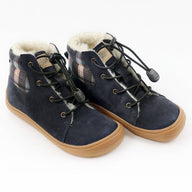 Tikki Beetle Leather barfods vinterstøvle til børn i farven blue, par