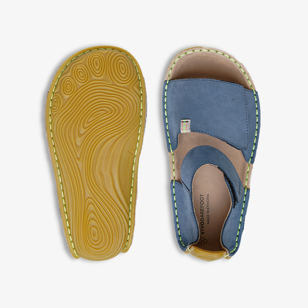 Vivobarefoot Ababa Sandal II Kids barfods sandaler til børn i farven indigo, top