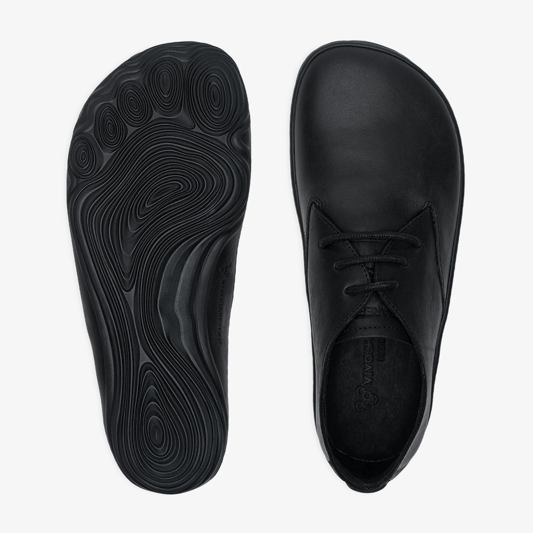 Vivobarefoot Addis Oxford Mens barfods oxford sko til mænd i farven black, top