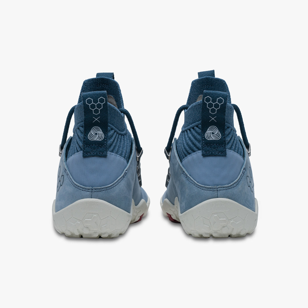 Vivobarefoot Magna FG barfods high sneakers til kvinder i farven haze blue, bagfra