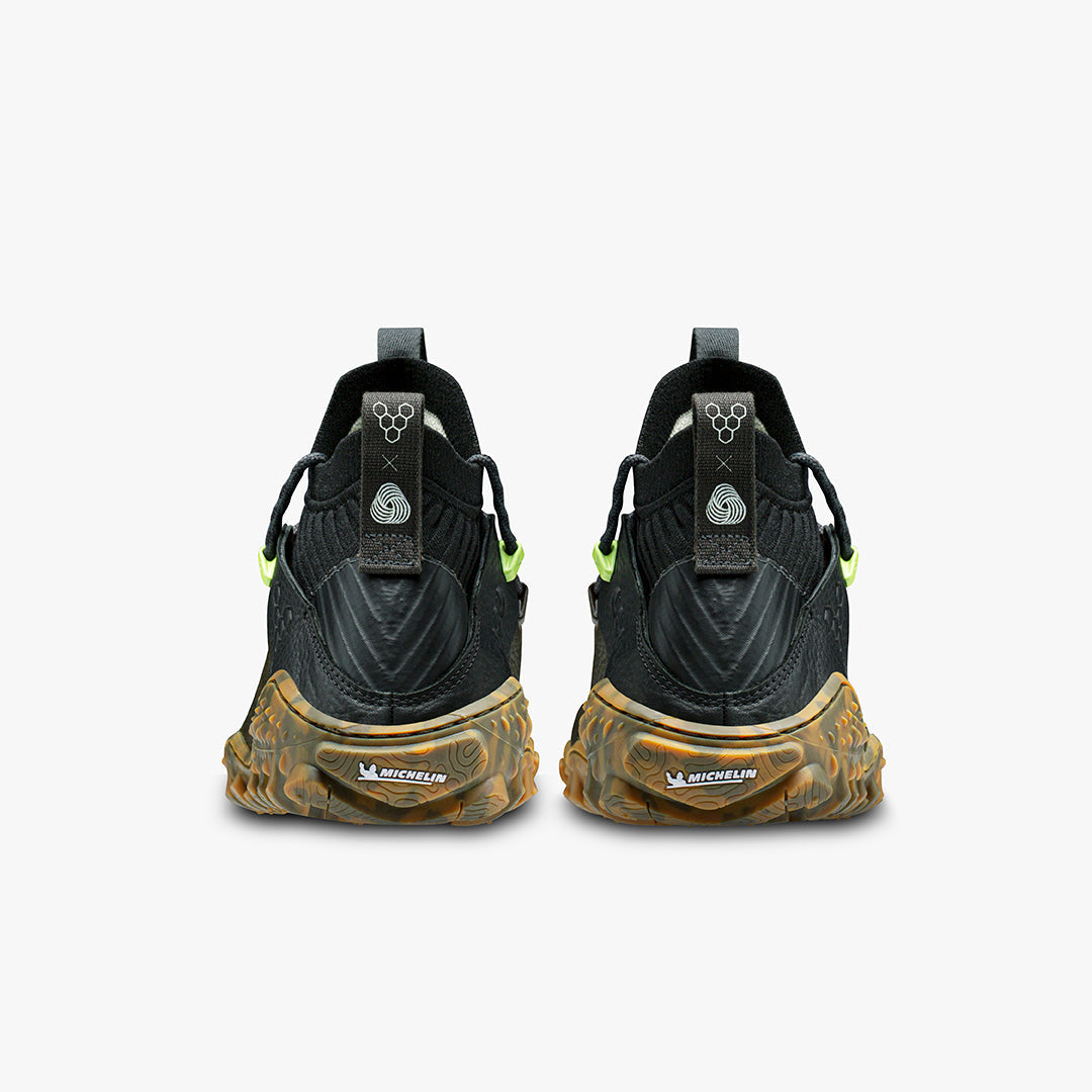 Vivobarefoot Magna Forest ESC Mens barfods outdoor high sneakers til mænd i farven bracken lime, bagfra
