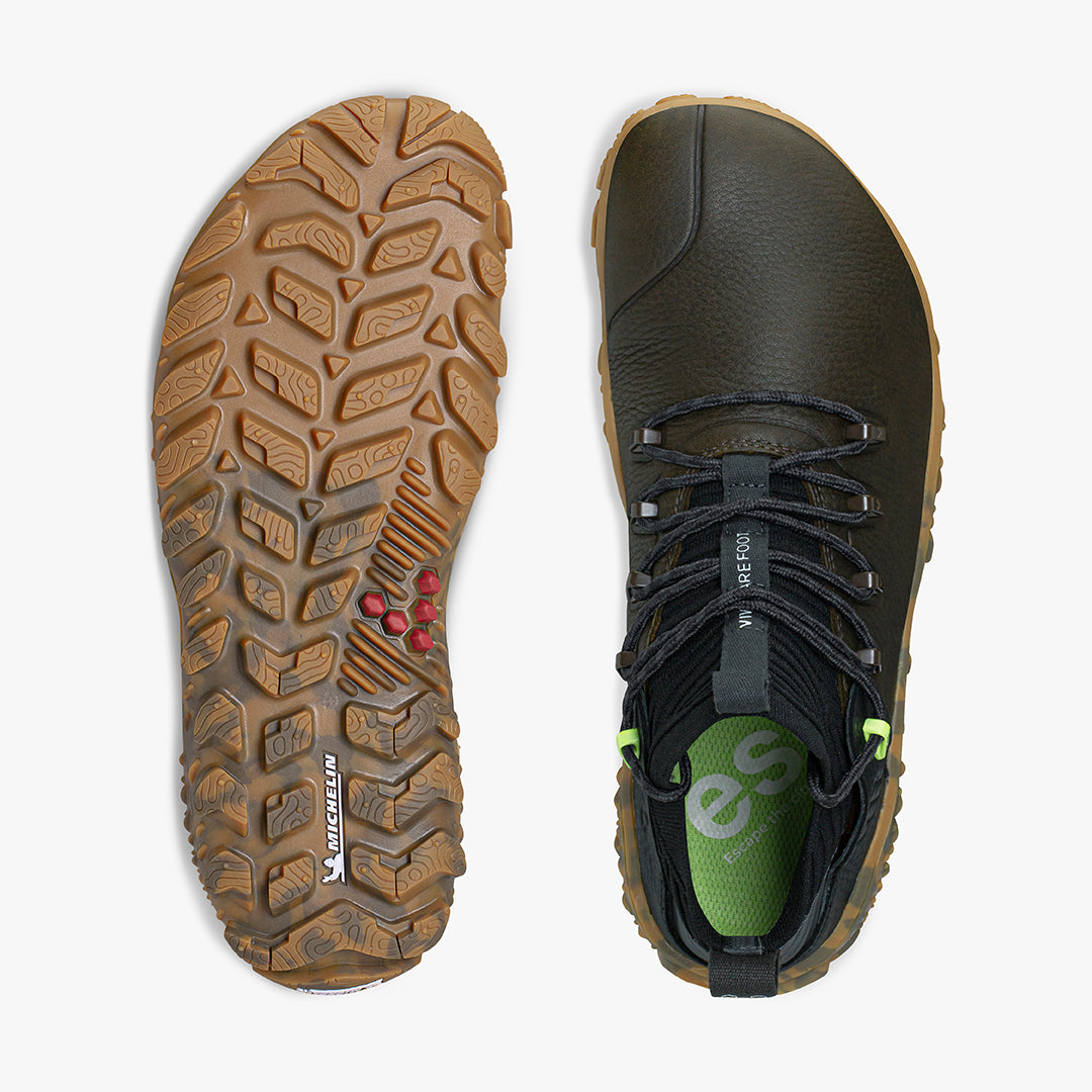 Vivobarefoot Magna Forest ESC Mens barfods outdoor high sneakers til mænd i farven bracken lime, top