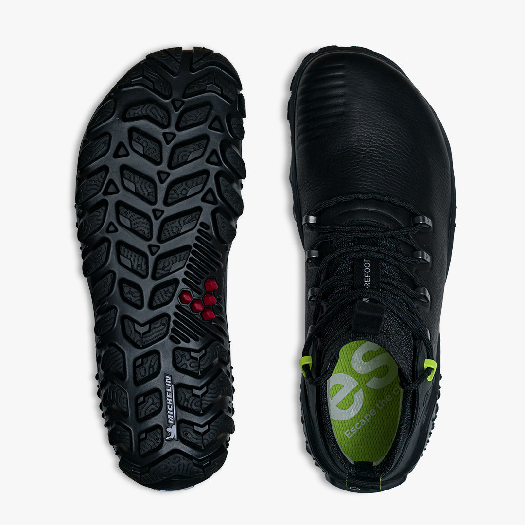 Vivobarefoot Magna Forest ESC Mens barfods outdoor high sneakers til mænd i farven obsidian lime, top