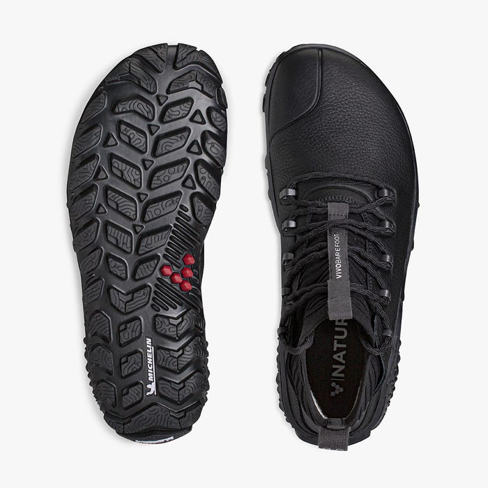 Vivobarefoot Magna Forest ESC Mens barfods outdoor high sneakers til mænd i farven obsidian, top