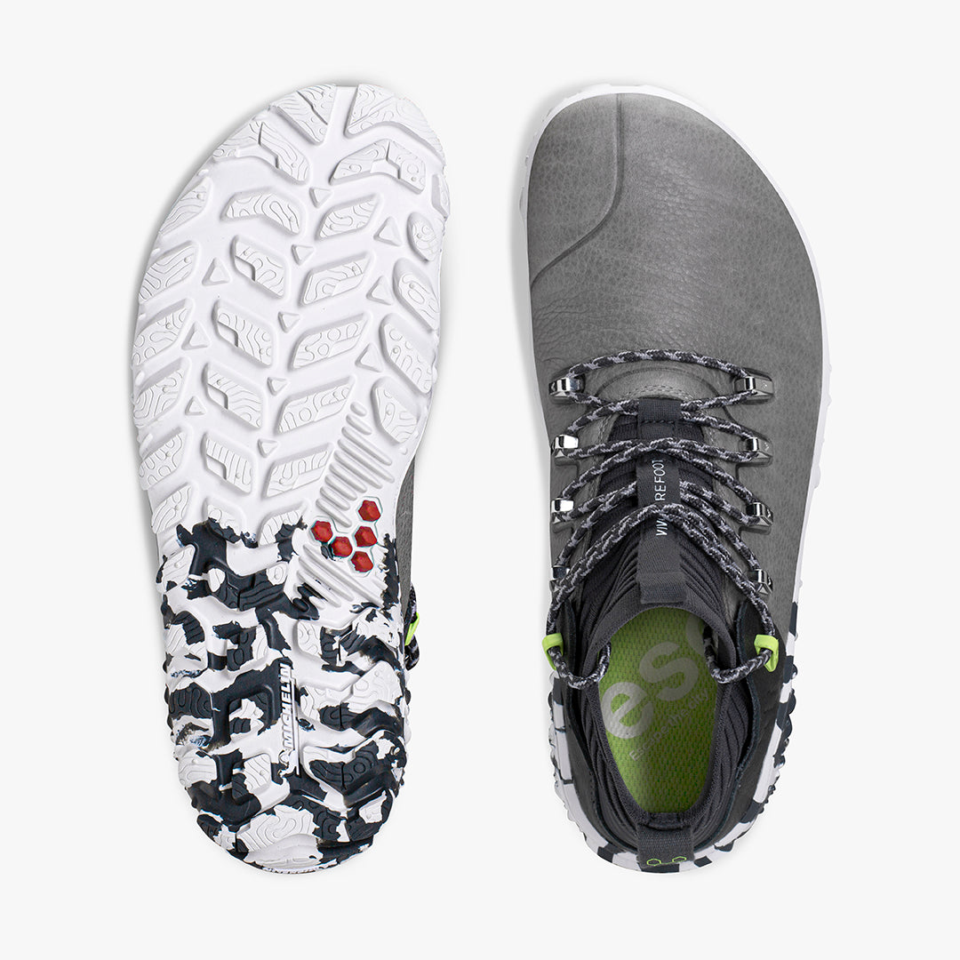 Vivobarefoot Magna Forest ESC Mens barfods outdoor high sneakers til mænd i farven zinc, top