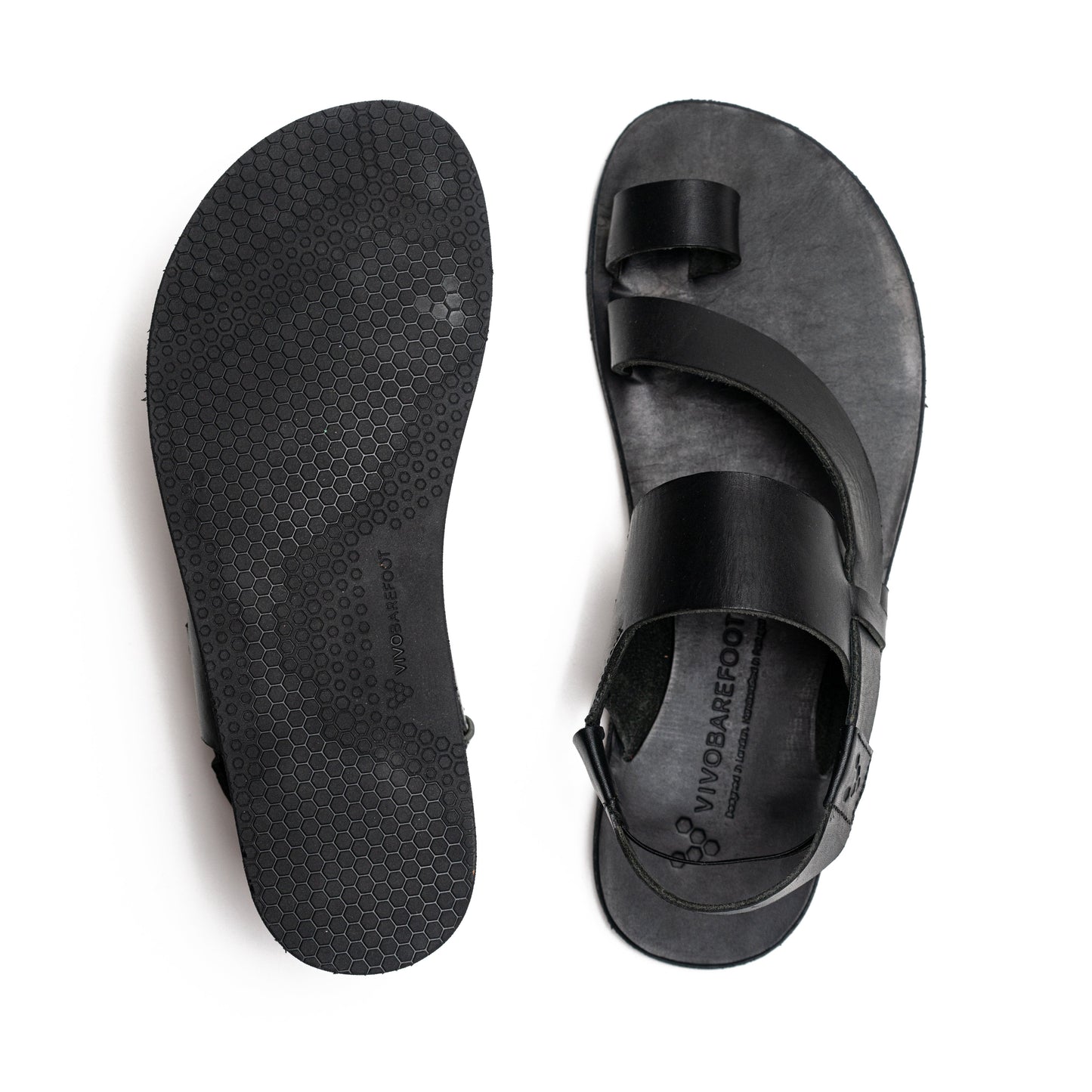 Vivobarefoot Opanka Sandal Womens barfods tåløkke krydsrem sandal til kvinder i farven black, top