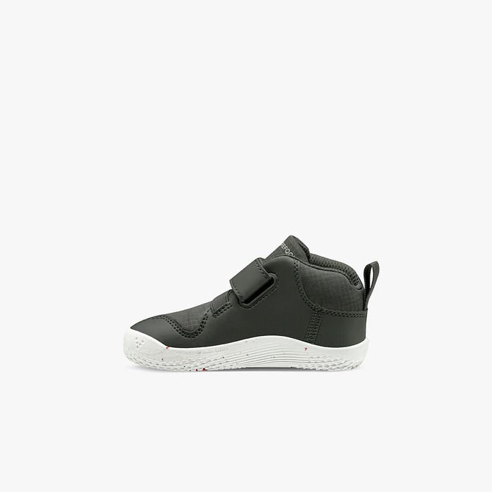 Vivobarefoot Primus Bootie II All Weather Toddlers barfods high sneakers til tumling i farven charcoal, inderside