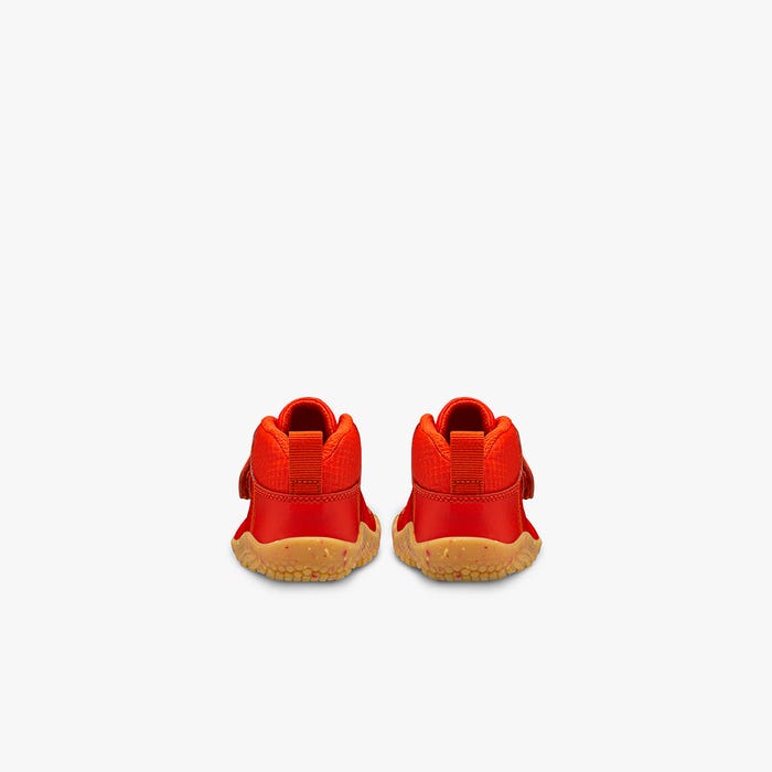 Vivobarefoot Primus Bootie II All Weather Toddlers barfods high sneakers til tumling i farven fiery coral, bagfra