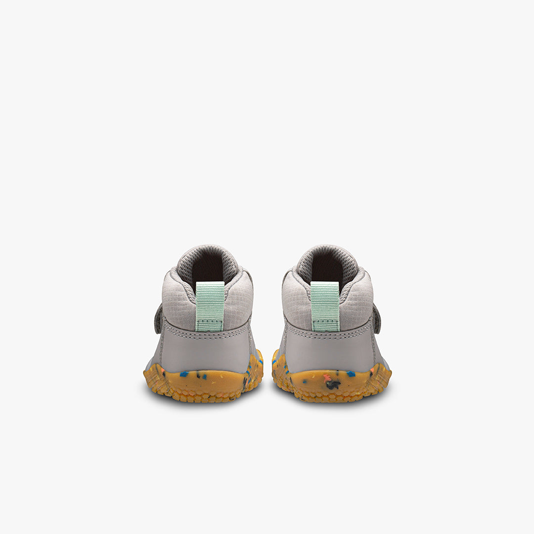 Vivobarefoot Primus Bootie II All Weather Toddlers barfods high sneakers til tumlinge i farven zinc, bagfra