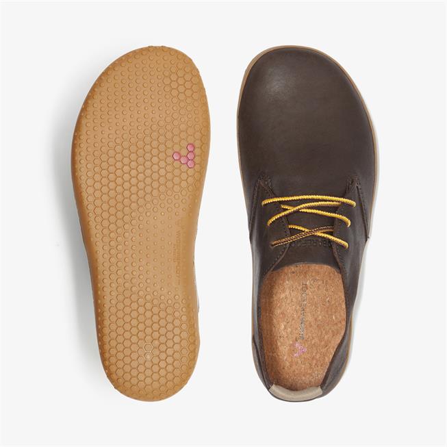 Vivobarefoot Ra II Mens barfods oxford business sko til mænd i farven brown, top