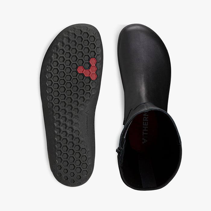 Vivobarefoot Ryder II barfods knæhøje støvler til kvinder i farven black, top