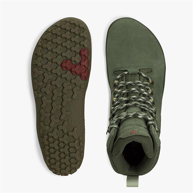 Vivobarefoot Tracker FG Womens barfods støvler til kvinder i farven botanical green, top