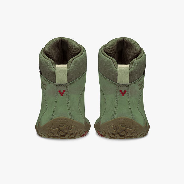 Vivobarefoot Tracker II FG Womens barfods støvler til kvinder i farven botanical green, bagfra