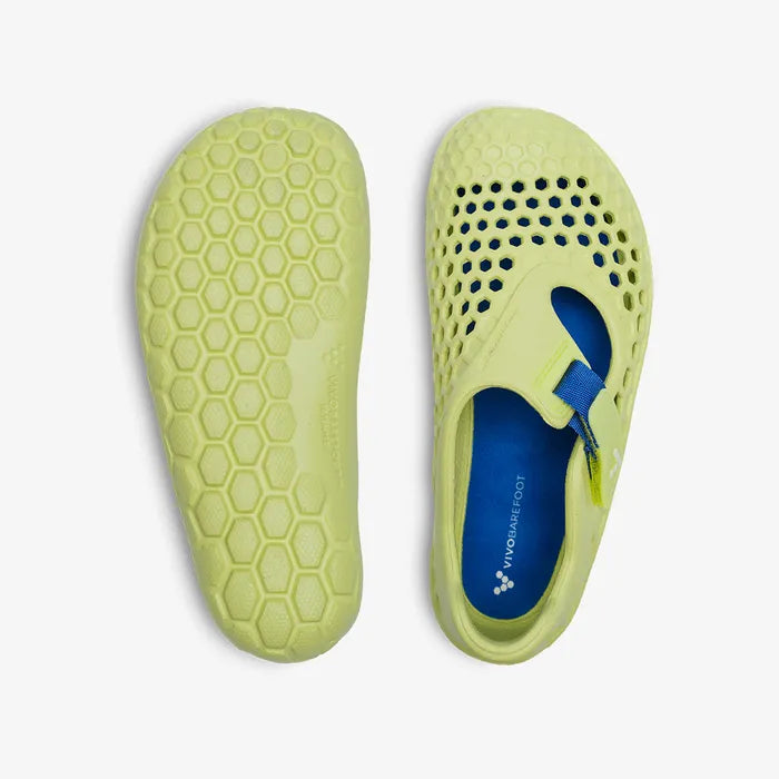 Vivobarefoot Ultra Bloom Kids barfods vandsko/sandaler til børn i farven sunny lime, top