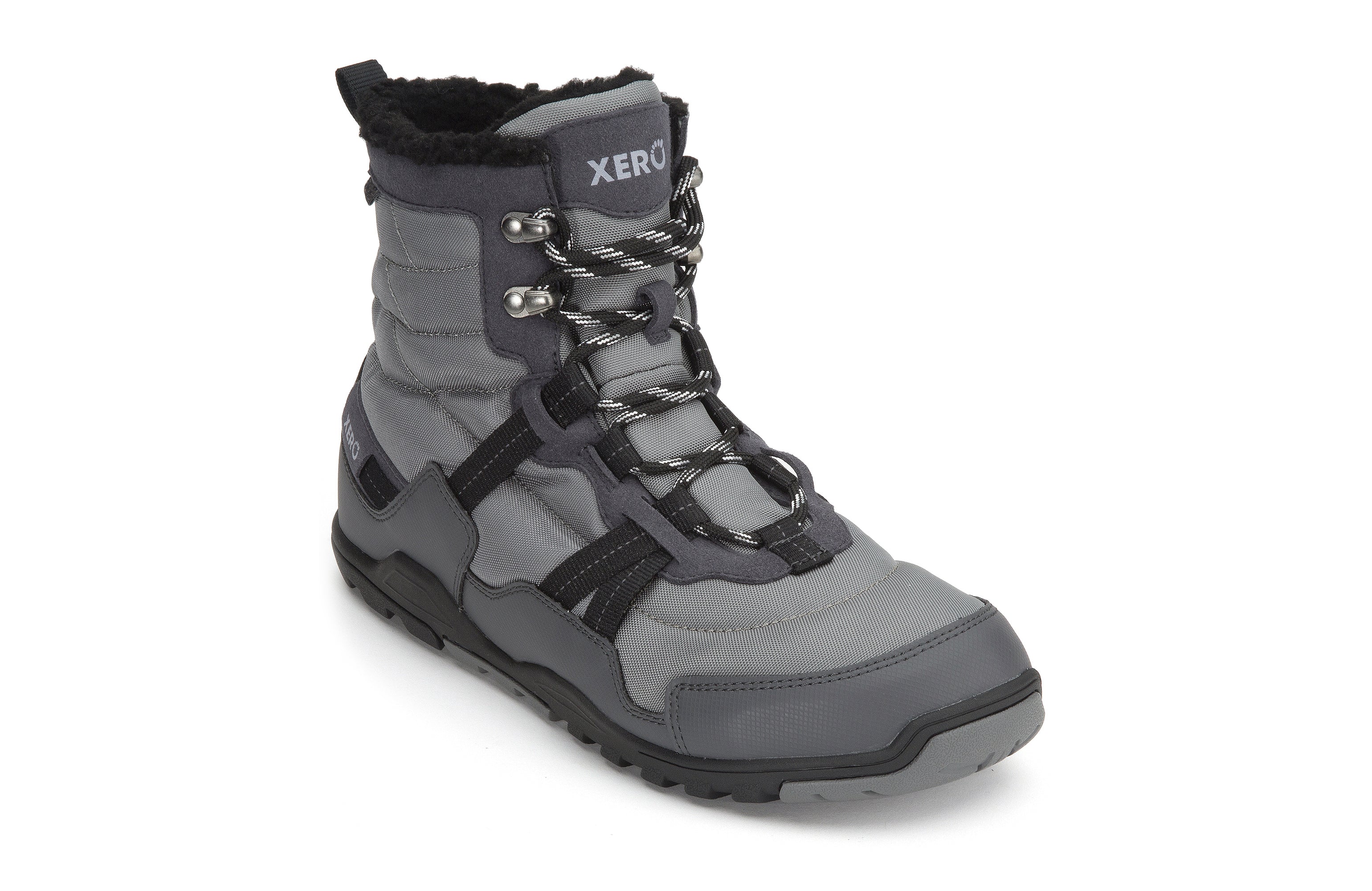Xero Shoes Alpine Mens barfods vinterstøvler til mænd i farven asphalt, vinklet