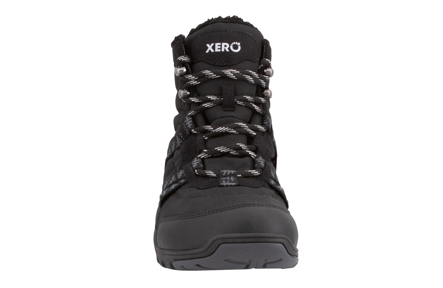 Xero Shoes Alpine Mens barfods vinterstøvler til mænd i farven black (2021), forfra