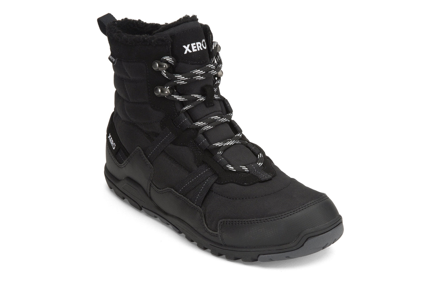 Xero Shoes Alpine Mens barfods vinterstøvler til mænd i farven black, vinklet