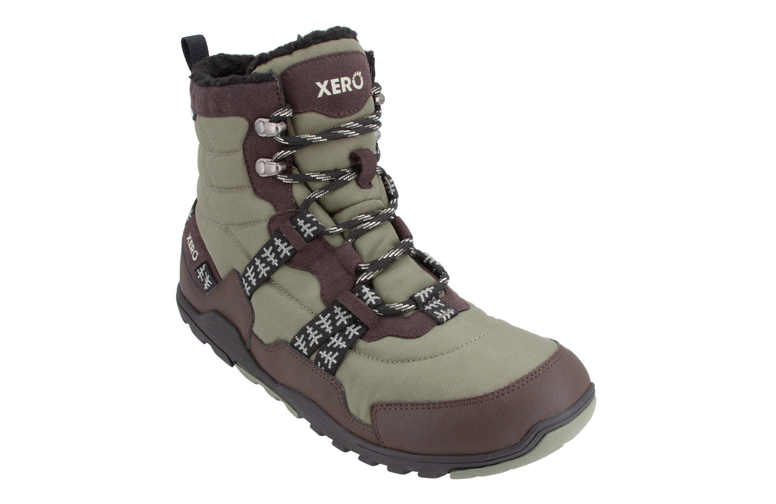 Xero Shoes Alpine Mens barfods vinterstøvler til mænd i farven sage, vinklet