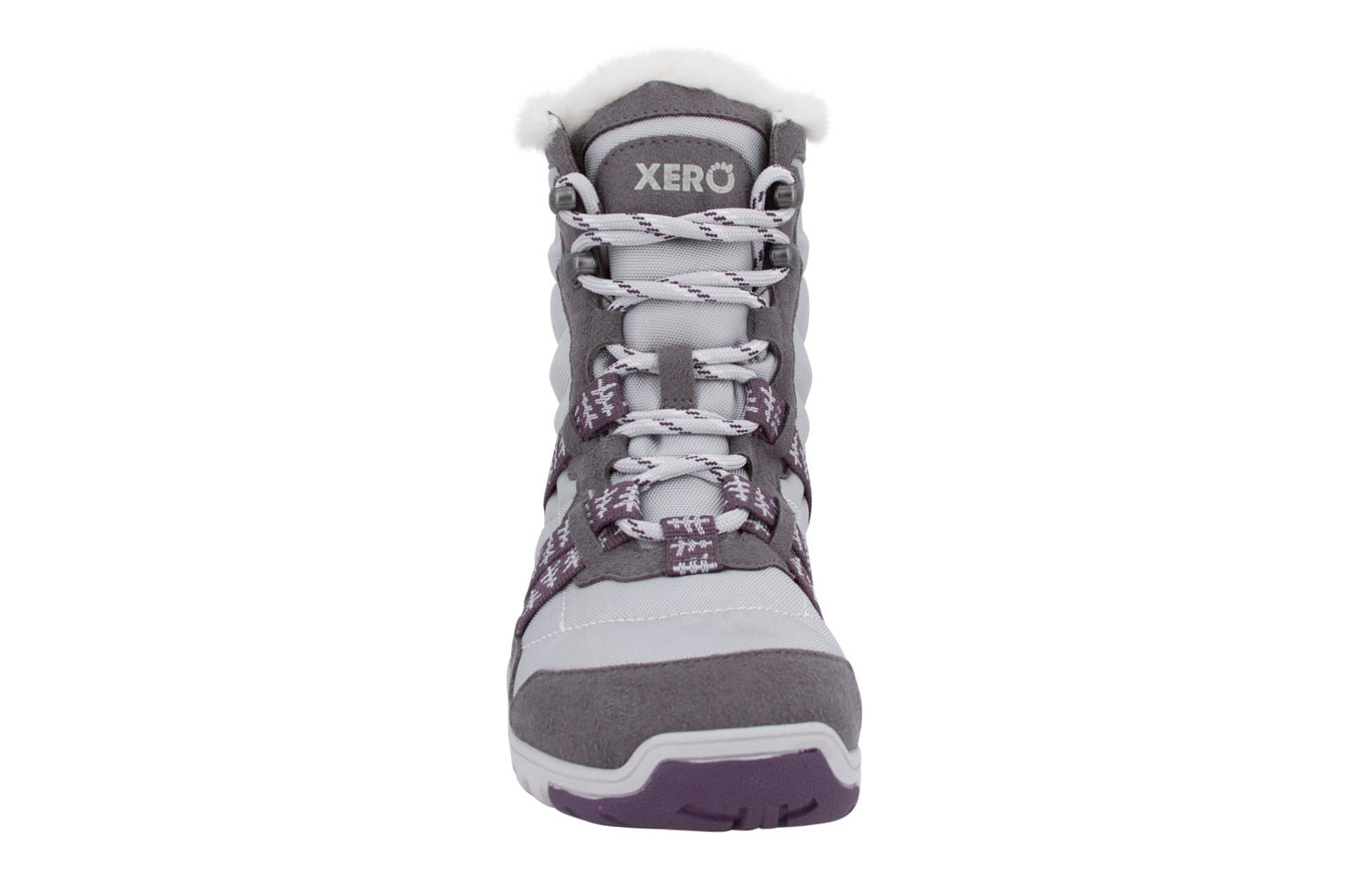 Xero Shoes Alpine Womens barfods vinterstøvler til kvinder i farven frost, forfra