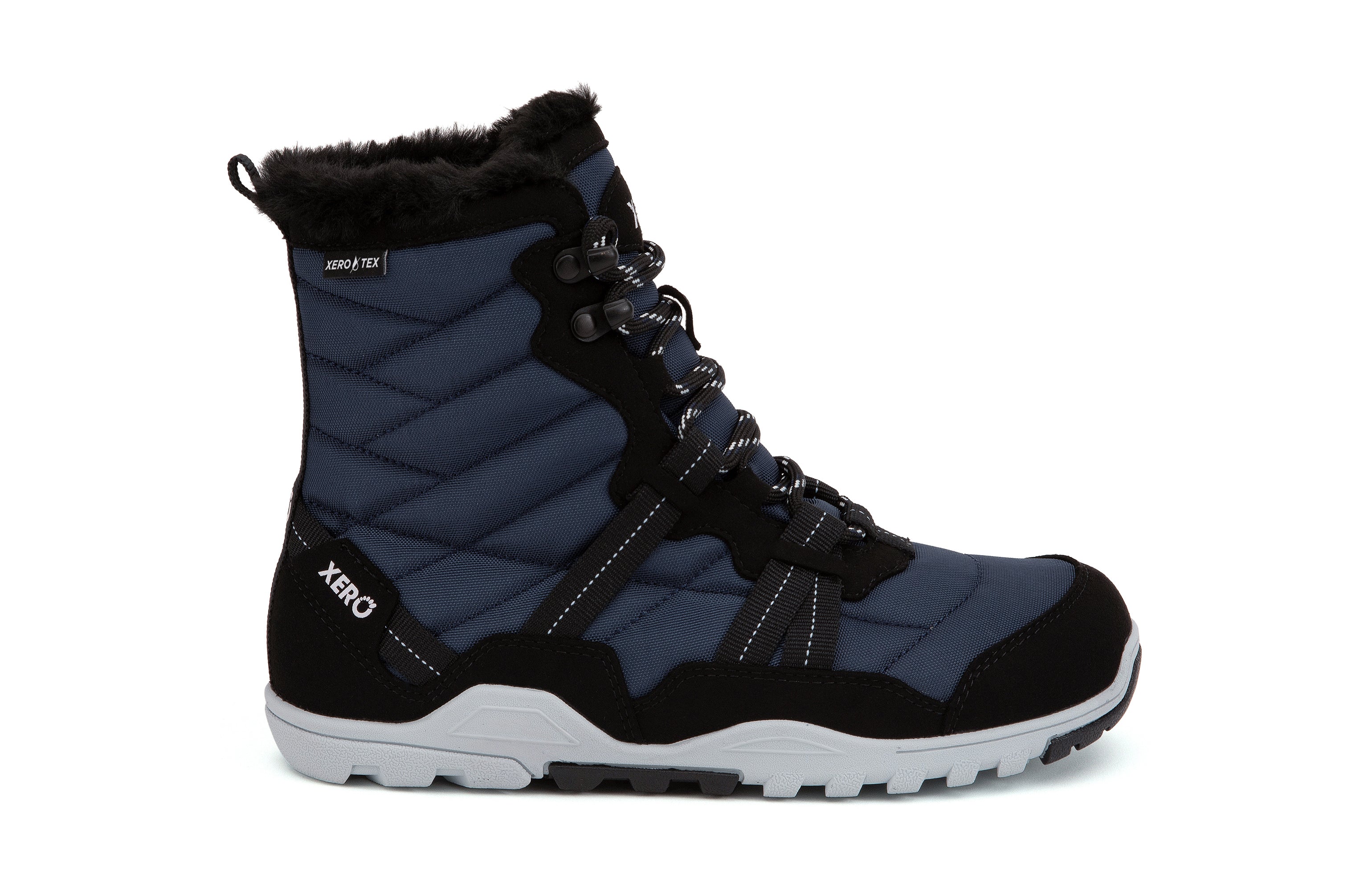 Xero Shoes Alpine Womens barfods vinterstøvler til kvinder i farven navy / black, yderside