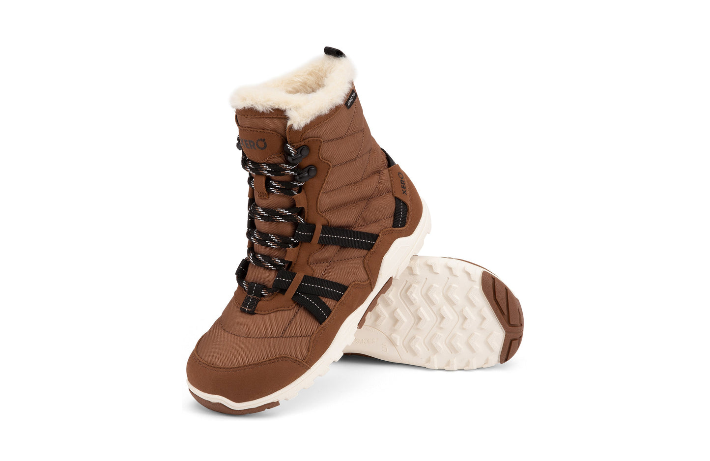 Xero Shoes Alpine Womens barfods vinterstøvler til kvinder i farven rubber brown / eggshell, par