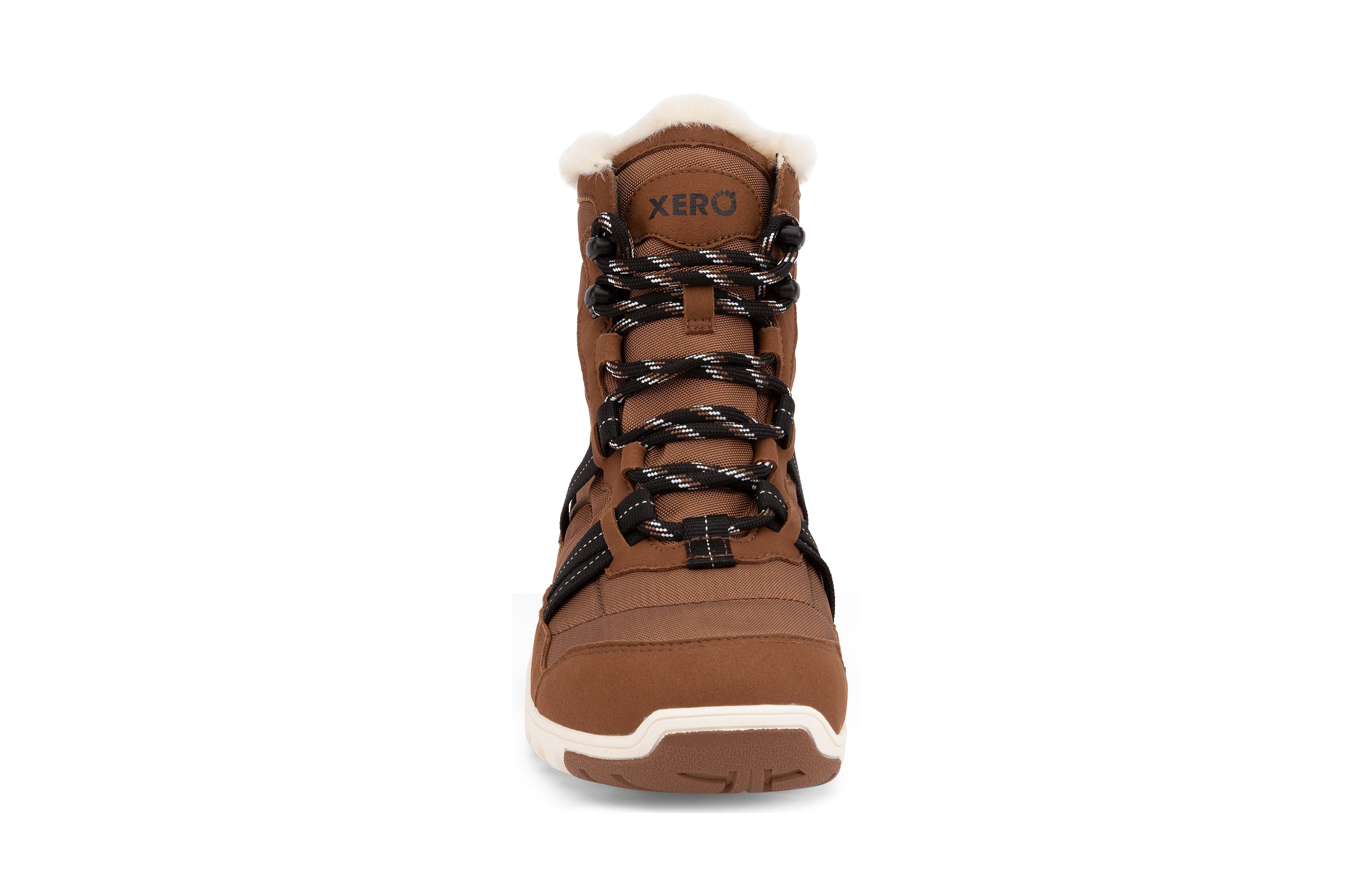 Xero Shoes Alpine Womens barfods vinterstøvler til kvinder i farven rubber brown / eggshell, forfra