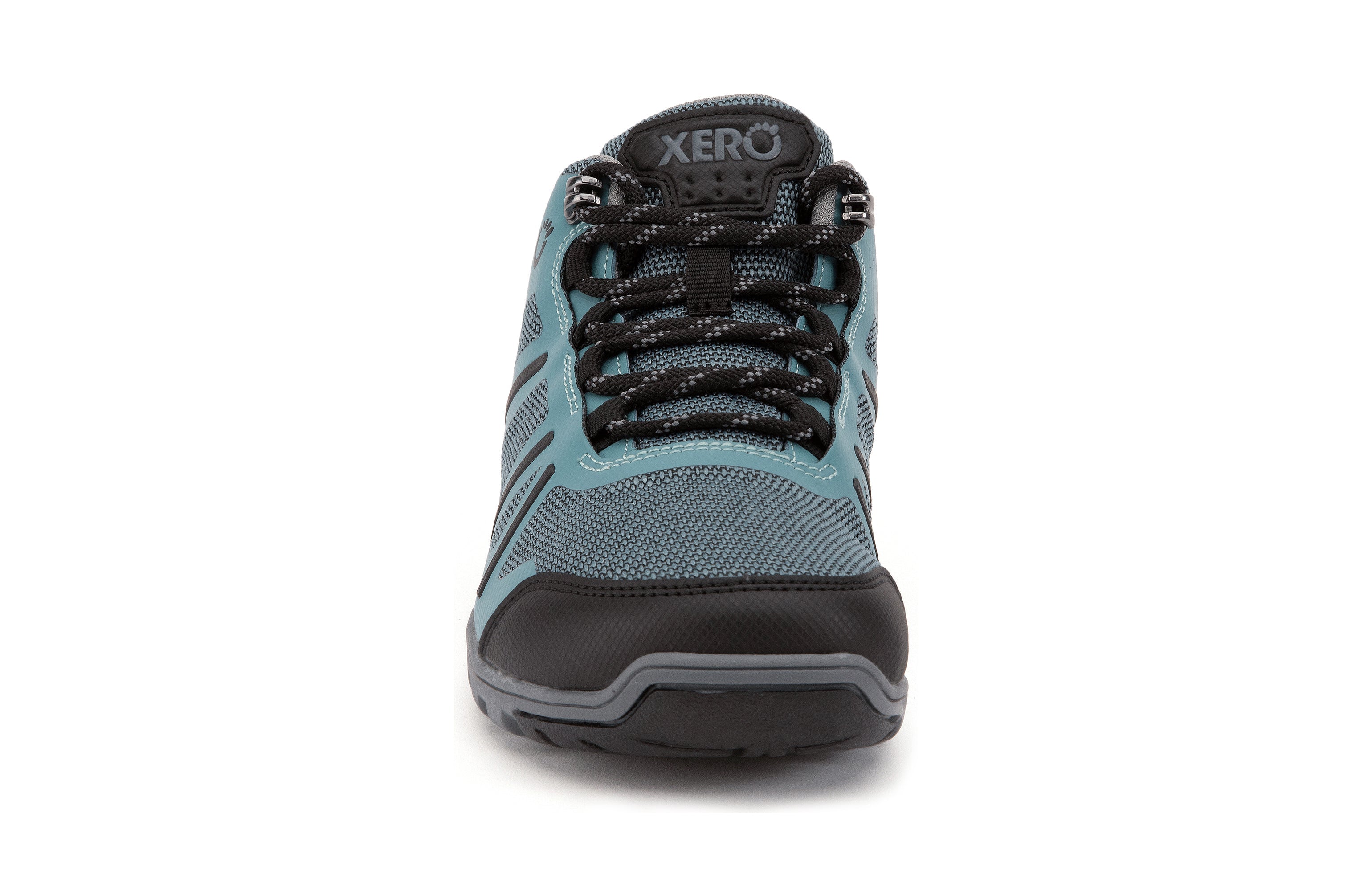 Xero Shoes Daylite Hiker Fusion Womens barfods vandrestøvler til kvinder i farven arctic blue / asphalt, forfra